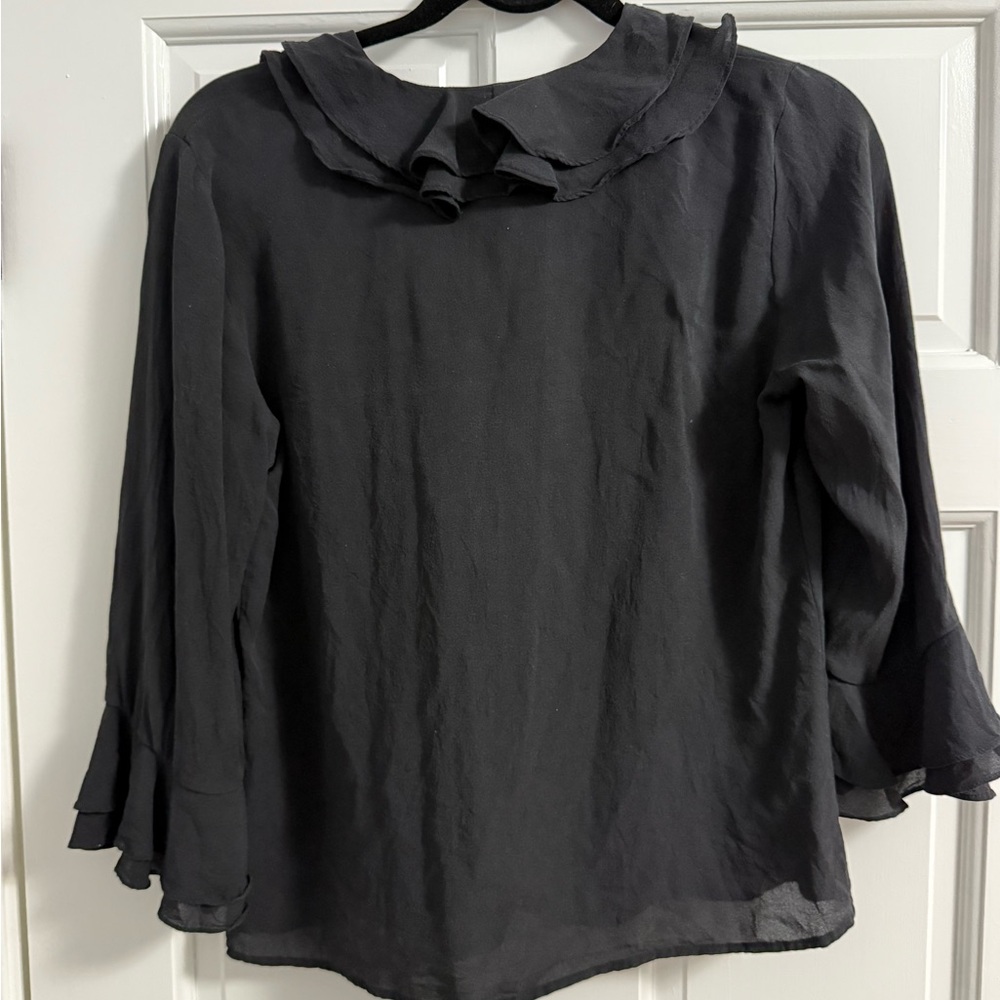Neiman Marcus Black Ruffle Blouse - Picture 2 of 3